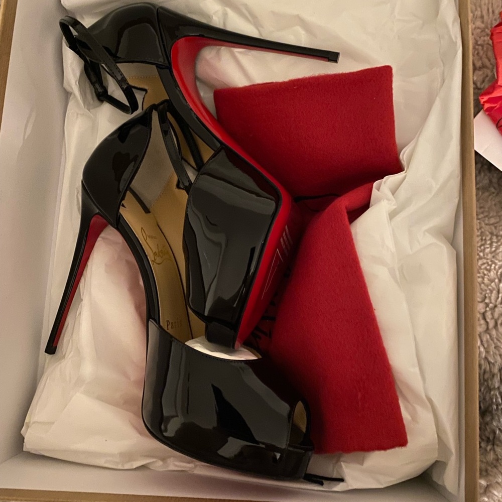 Christian Louboutin size 37 Black and Red platform skinny heels. Never worn.